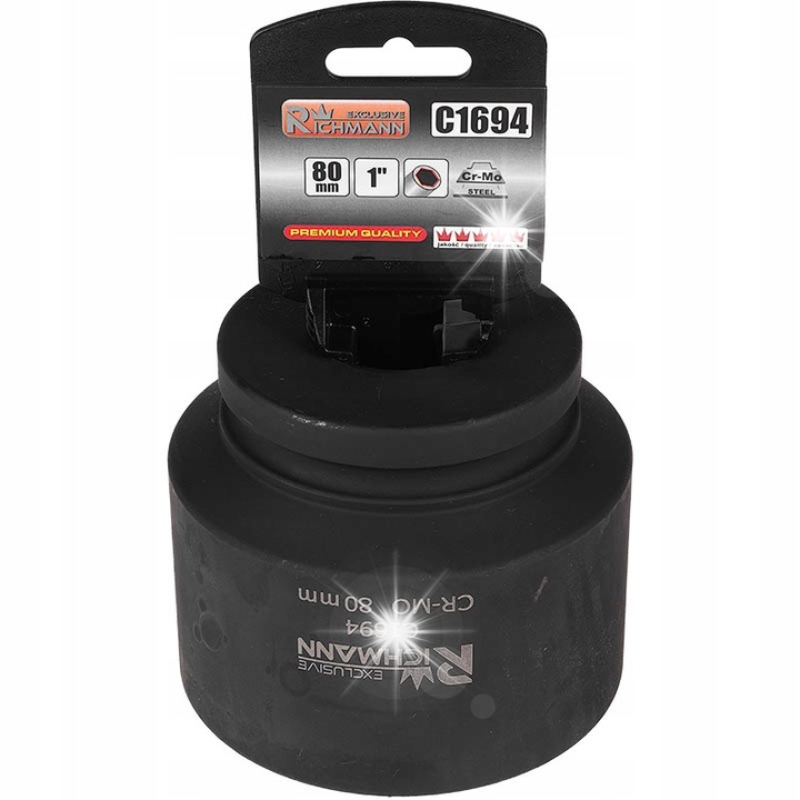 Ütvecsavarozó dugókulcs, RICHMANN, 6-szögű, 1", 70 mm, Fekete