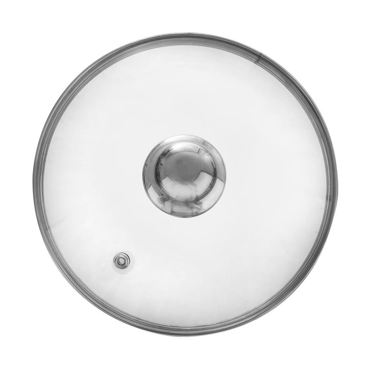 Capac Din Sticla, Orion, 20 cm, Sticla, Rezistent La Temperaturi De Pana La 200°C, Dotat Cu Ventil, Maner Confortabil, Transparent