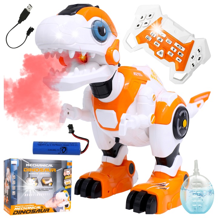 Dinozaur gigant RC 66cm, Stator, interactiv, multicolor