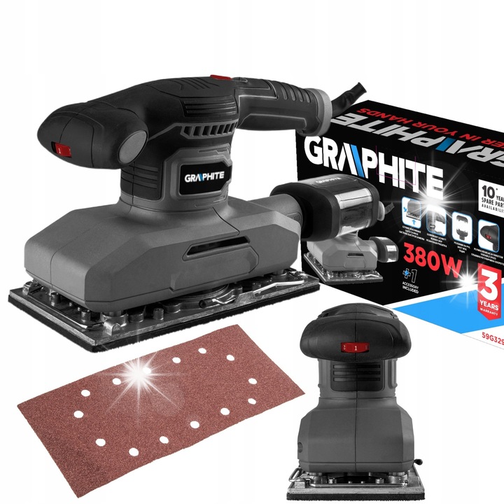 Slefuitor oscilational 380W, Graphite, 115x230mm, cu hartie abraziva, 3m cablu