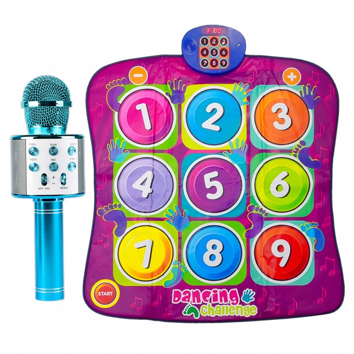 Covor muzical interactiv pentru dans + microfon karaoke Bluetooth, 5 niveluri dificultate, 100x86cm, Stator