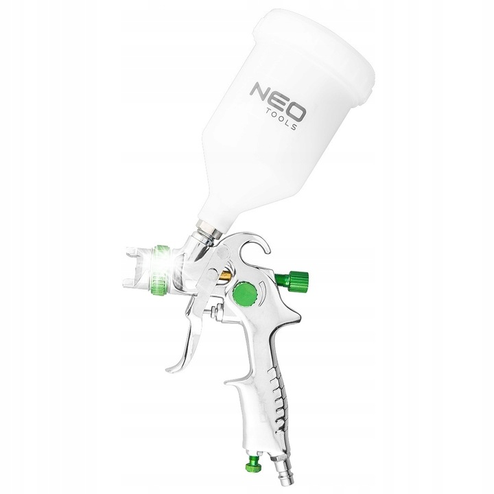 Pistol de vopsit, NEO, cu rezervor superior 0.6L, duza 1.4mm, 3 niveluri de reglare, 13x21.1x22.7cm, alb
