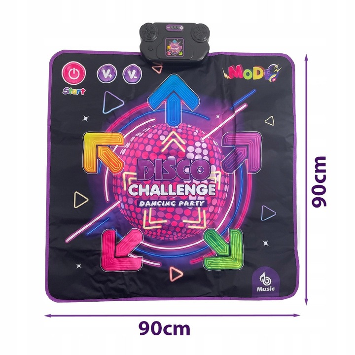 Covor Dans pentru Copii Stator, 90x90cm, cu Muzica si Efecte Luminoase, 4 Moduri de Joc