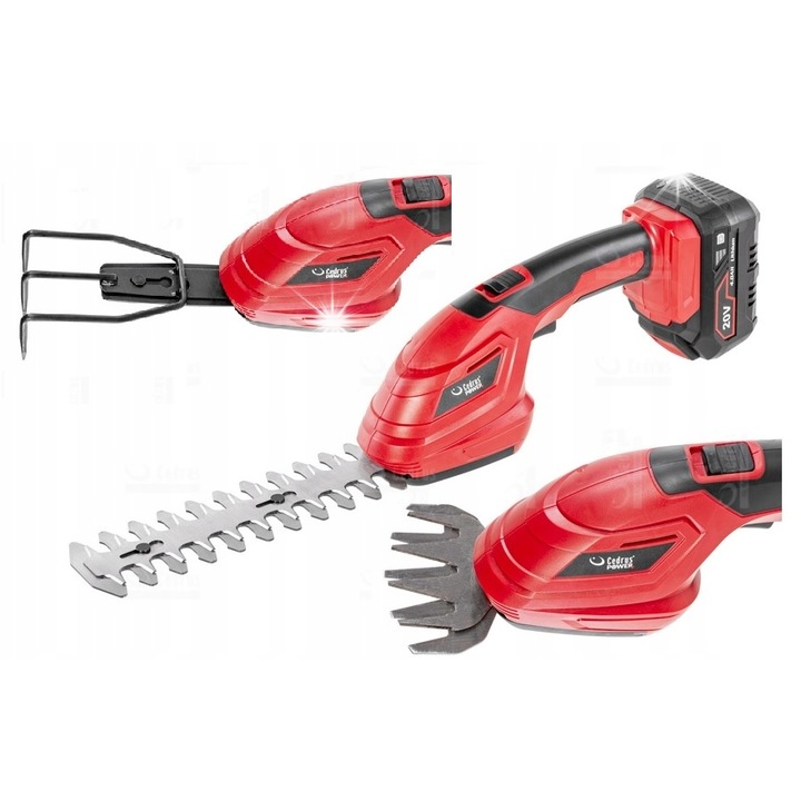 Trimmer electric, Cedrus, taiere iarba, taiere arbusti, lucrari sol, 20V, 1.05 kg, rosu/negru