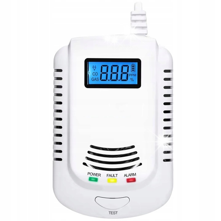 MalTec gázérzékelő, szén-monoxid érzékelő, 85dB, LCD kijelzővel, szett