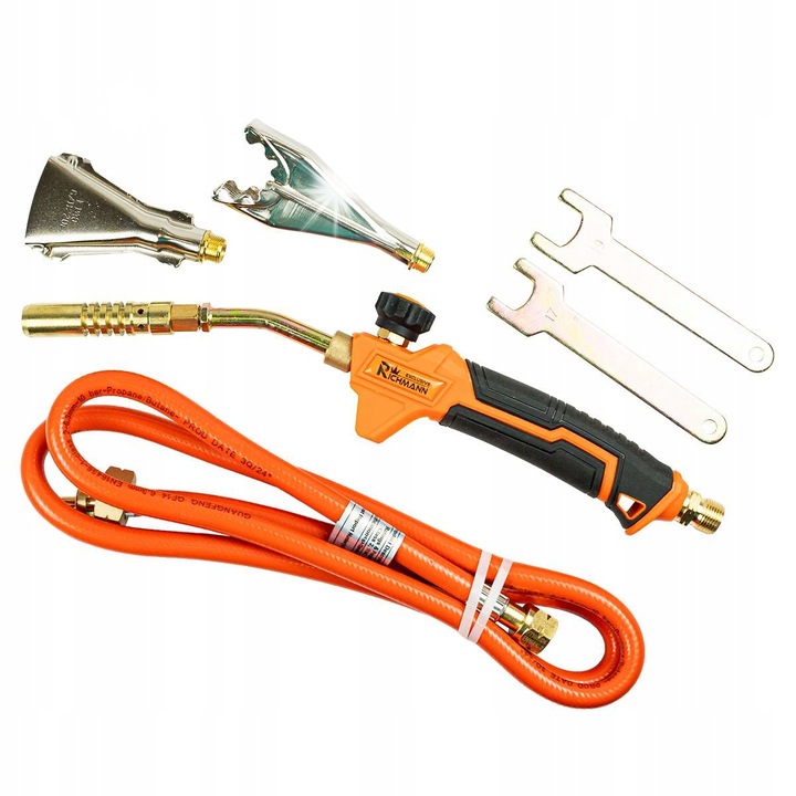 Set arzator gaz RICHMANN cu 3 duze, 1.5m furtun, 3-6kW, temperatura maxima 1850°C