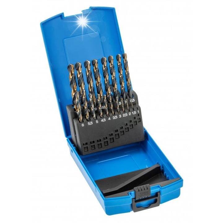 Set de 19 burghie pentru metal, Hogert, HSS, 1-10mm, 135°