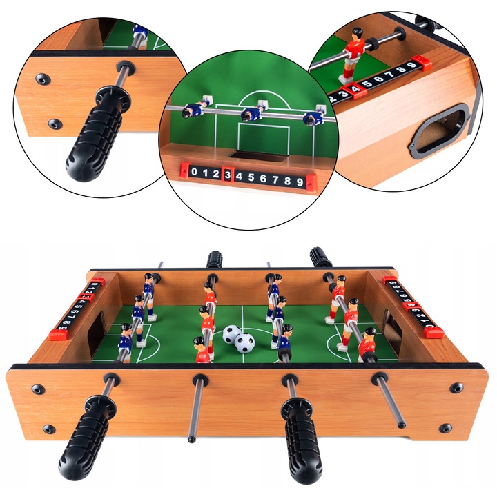 Mese foosball Stator, mini, 12 játékos, 51x31x10,5cm, fa, gyerekeknek