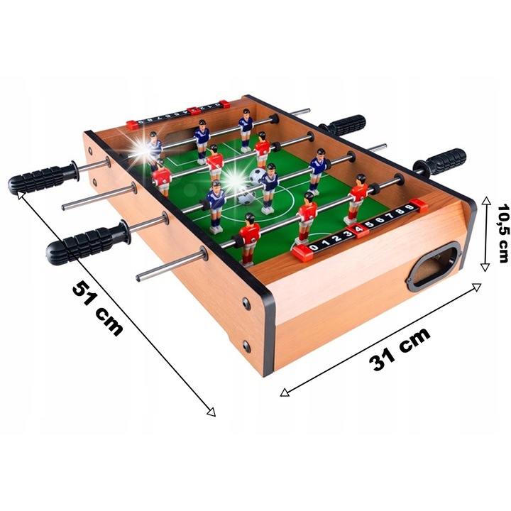 Mese foosball Stator, mini, 12 jucatori, 51x31cm, lemn, pentru copii