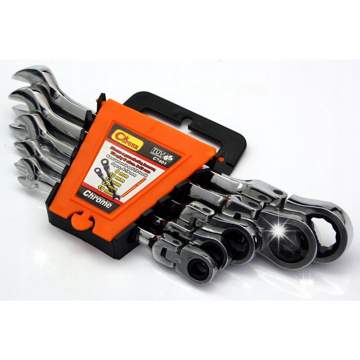 Set 5 chei cu clichet, 8-19mm, crom-vanadiu, RICHMANN