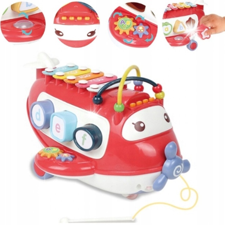 Avion interactive Ciuciubabka, avion, 5 tonuri, efecte luminoase si sonore, 25x20x16cm