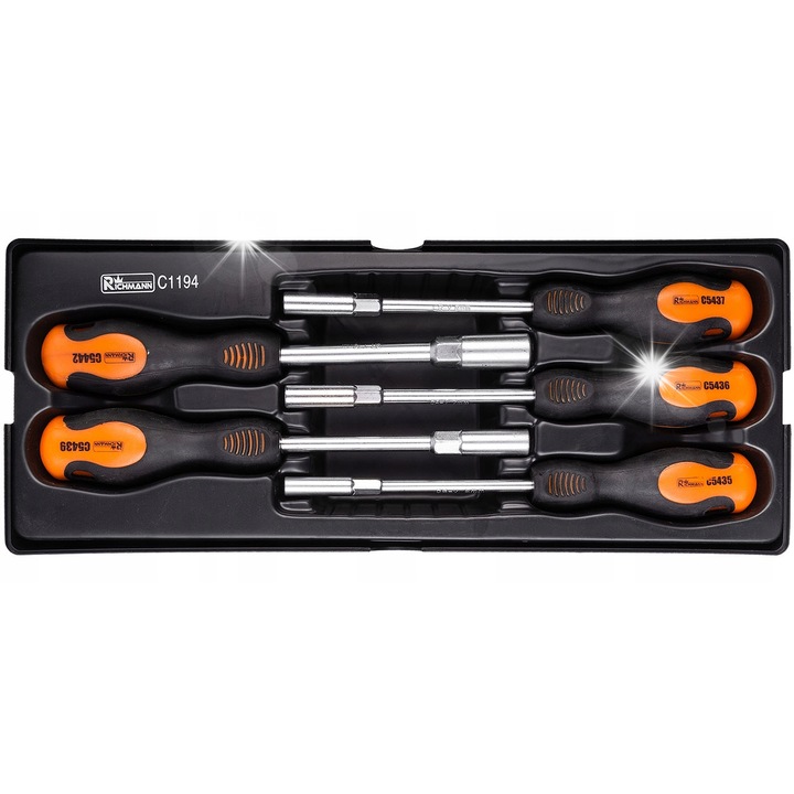 RICHMANN 5 részes metrikus csőkulcs készlet, 6-13mm, 125mm hosszú, rendszerező tálcával