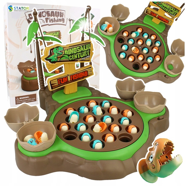 Joc interactiv Stator, Lowire dinozauri, platforma rotativa, 21 dinozauri, 2 undite, 23x30x32cm