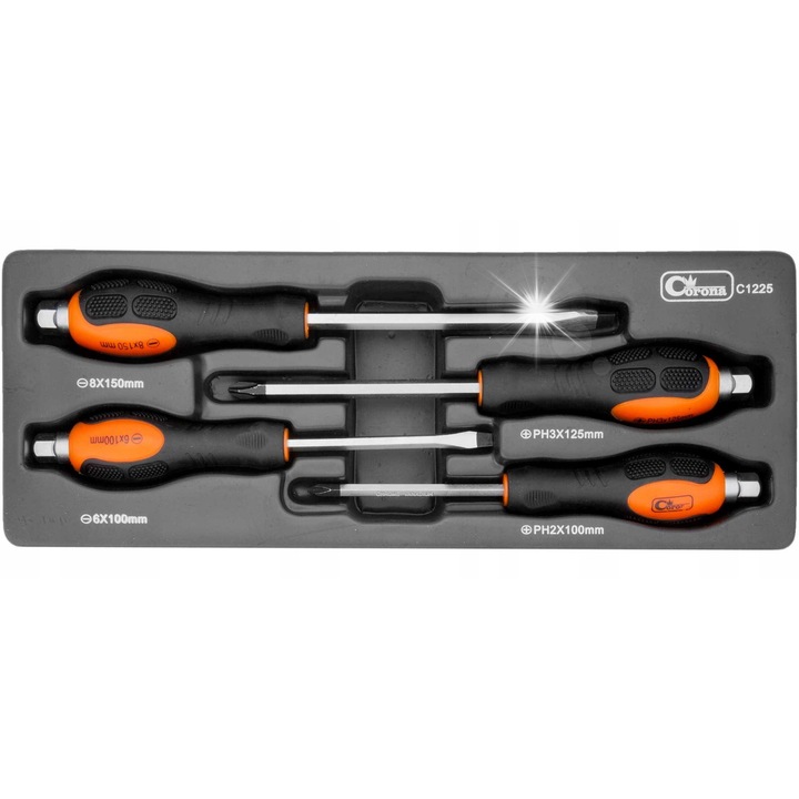 RICHMANN csavarhúzó készlet, 4 db, méretek: 6x100mm, 8x150mm, 2x100mm, 3x125mm, 150x385mm