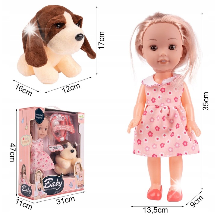 Lala Bobas 32 cm-es készlet plüss kutyussal, sztetoszkóppal, fecskendővel, applikátorral, többszínű