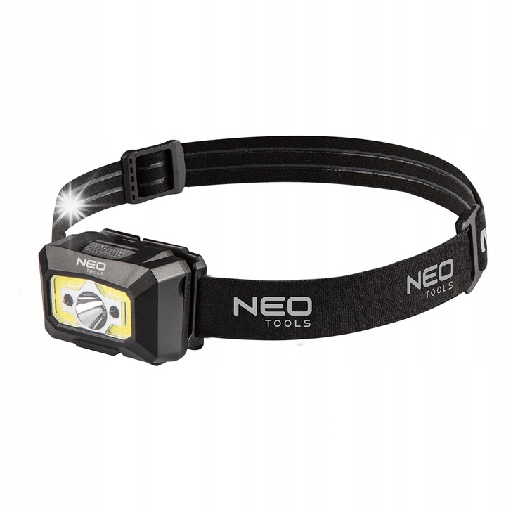 Lanterna frontala LED NEO 250 lm, acumulator USB, senzor de miscare, 14x6.7x21.5cm, set cu suport pentru palarie si cablu USB