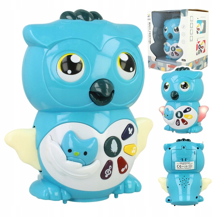 Interaktív játék, Stator, táncoló bagoly, hanghatások, fények, 17x11x13,5cm