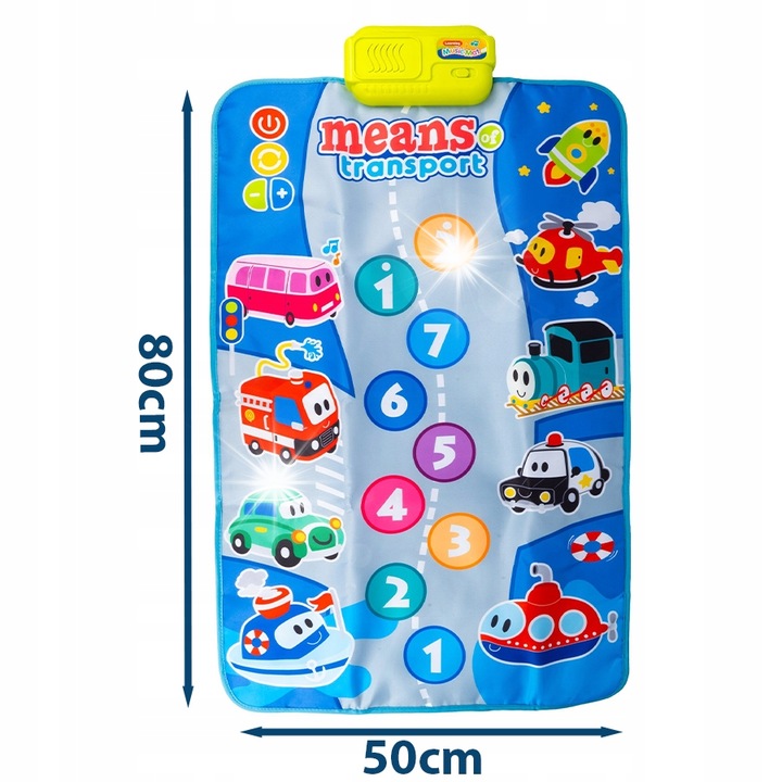 Covor muzical interactiv educational Stator, 80x50cm, sunete de vehicule, culori vii