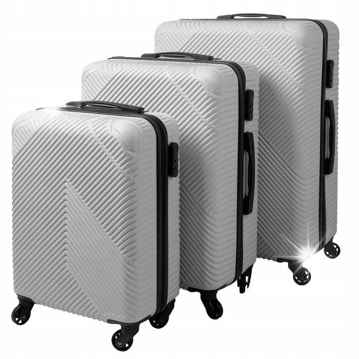 Set 3 trolere Trizand, gri, ABS, 54x36x20cm, 65x43x25cm, 74x48x28cm
