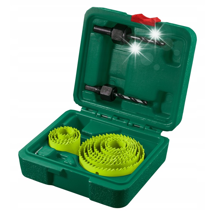 Set otvornice bimetal pentru metal si lemn 14 el. Verto, 19x76mm, cu 2 adaptoare