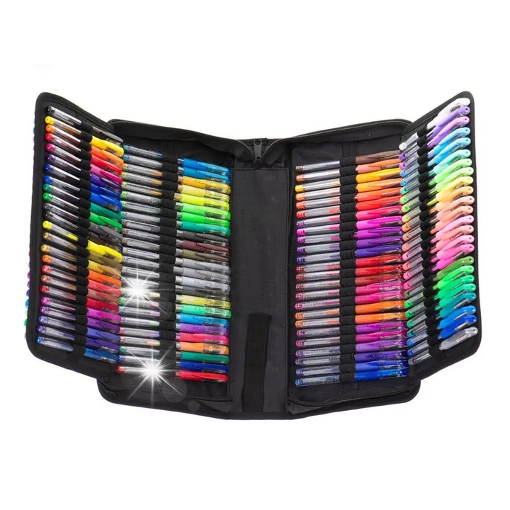 Set pixuri colorate, Ikonka, 120 bucati, 120 rezerve, etui, 0,7mm, 15cm