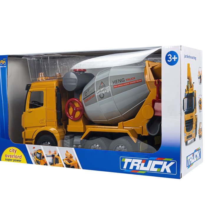Betonmixer gyerekeknek, click4TOYS, építőipari jármű, hang- és fényeffektusok