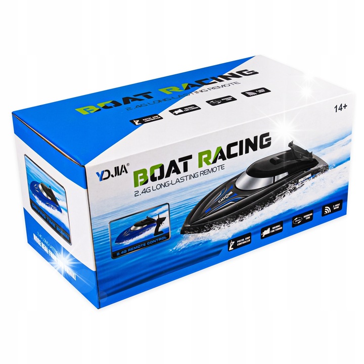 Лодка с дистанционно управление click4TOYS, модел LODZ, скорост 25 км/ч, пълен комплект, цвят черен