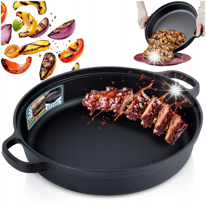 Дълбок чугунен тиган, Vilde, 30 см, черен, 3,5 л