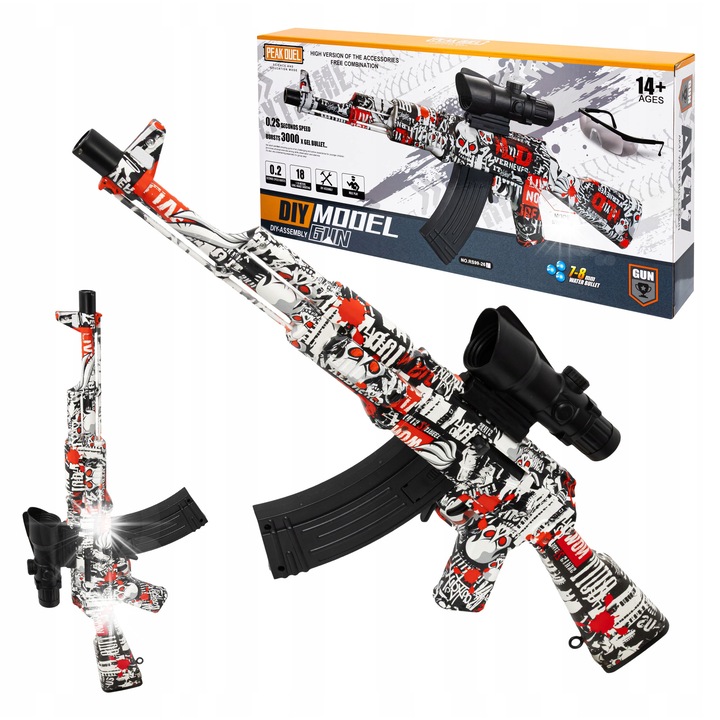 Електрически пистолет click4TOYS, автоматична карабина, 2 режима, 7/8мм, пълен комплект, 57,5x22x6,5см