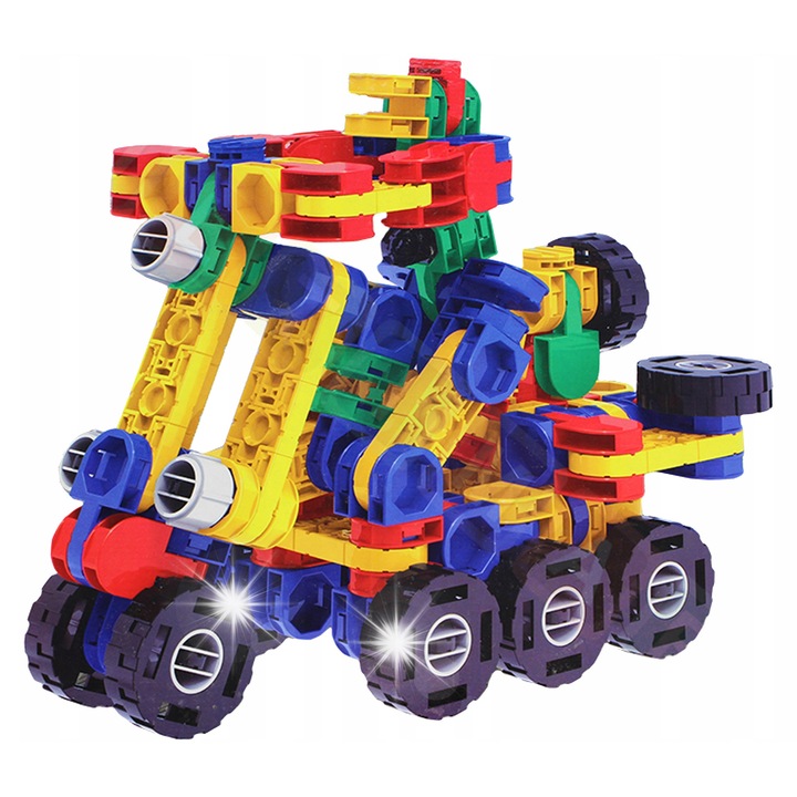Set de constructie Ultimar, 197 elemente, vehicule colorate, 44x37x7cm