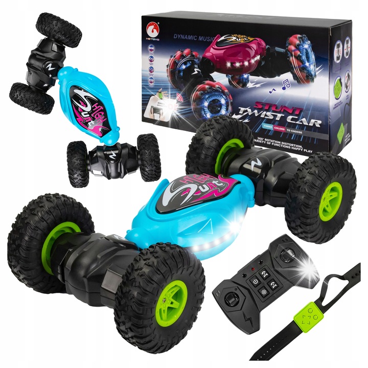 Кола Stunt Twister, click4TOYS, управление с жестове и чрез пилот, LED, 27,5x15x8см, пълен комплект