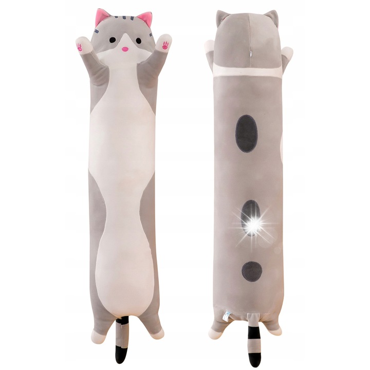 Plüss Kotek 70 cm, click4TOYS, szürke, plüss játék, párnaként is használható