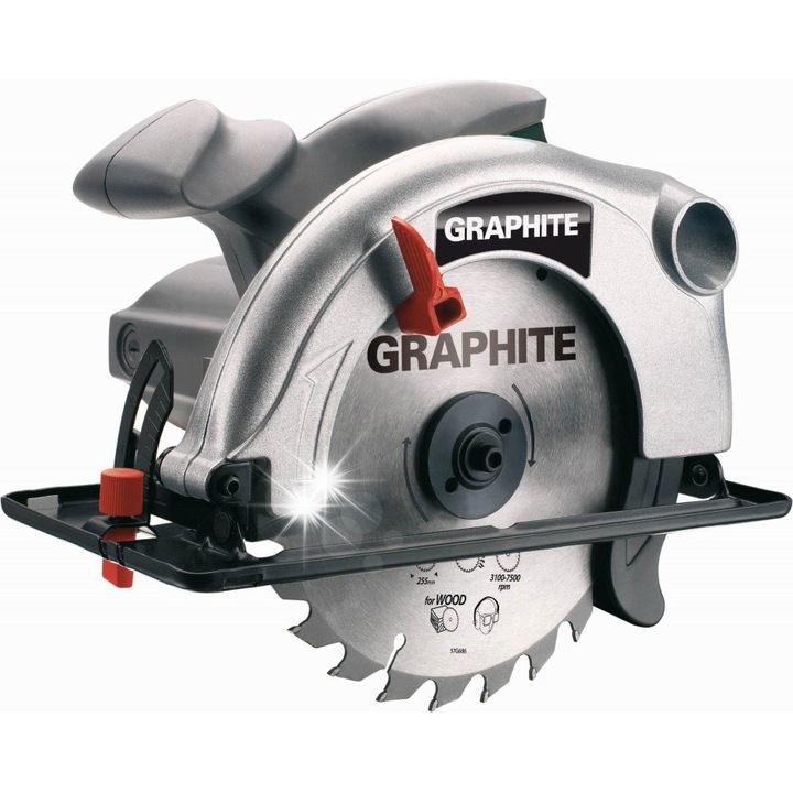 Fierastraie electrice Graphite 1200W, 185mm, adancime taiere 64mm, set cu ghidaj paralel