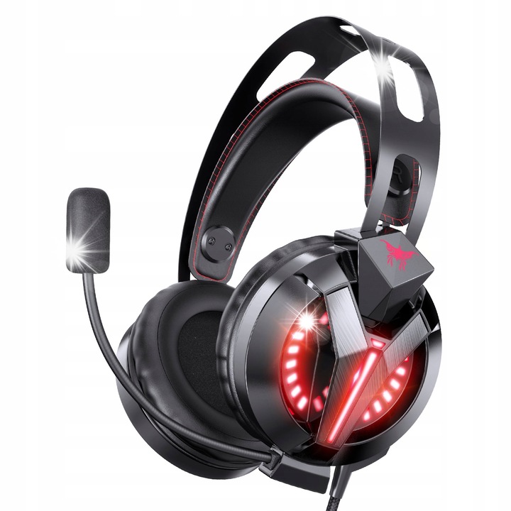 Геймърски слушалки, Onikuma, LED, Черни