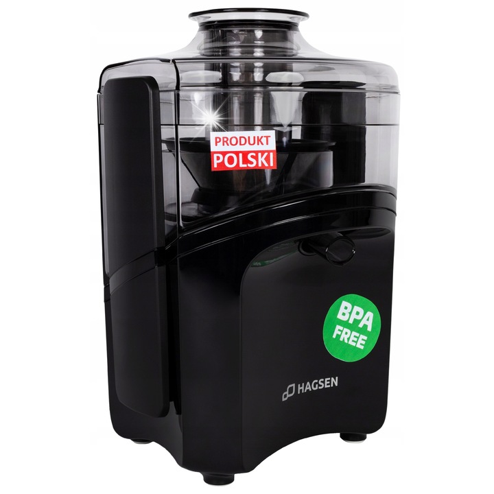 Haeger MJ500 gyümölcscentrifuga, 700W, FastClean rendszer, inox, 1,1L, 30x21x21cm
