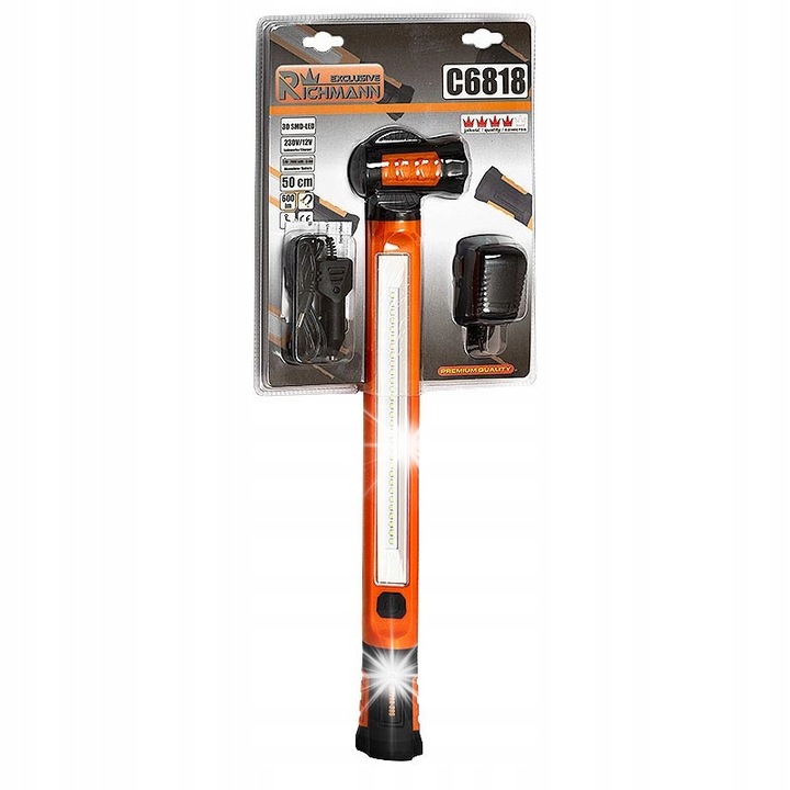 Lampa de lucru LED, RICHMANN, 50cm, 600lm, 7.4V, portocaliu/negru