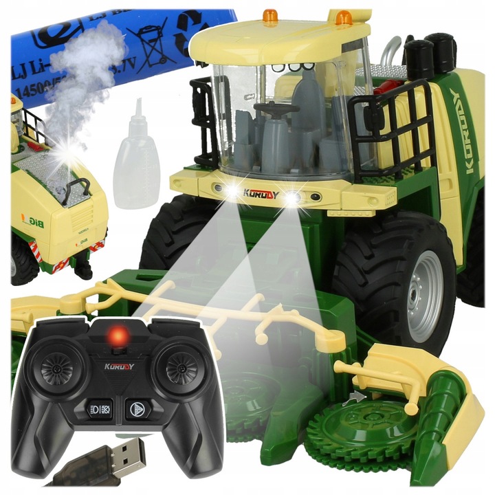 Комбайн с дистанционно управление R/C Stator с хедер за царевица, димен ефект, 21x27см