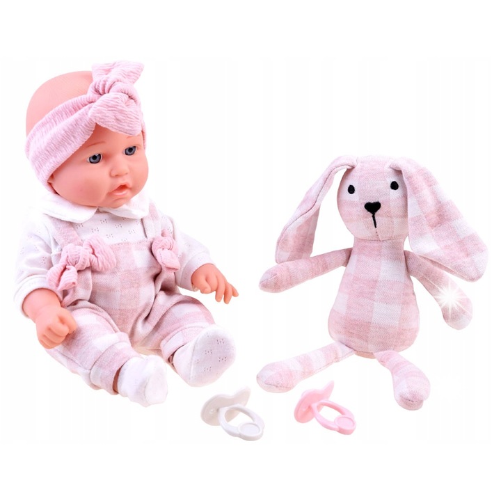 Babakészlet bobákkal és plüss nyuszival, Jokomisiada, rózsaszín, 30cm