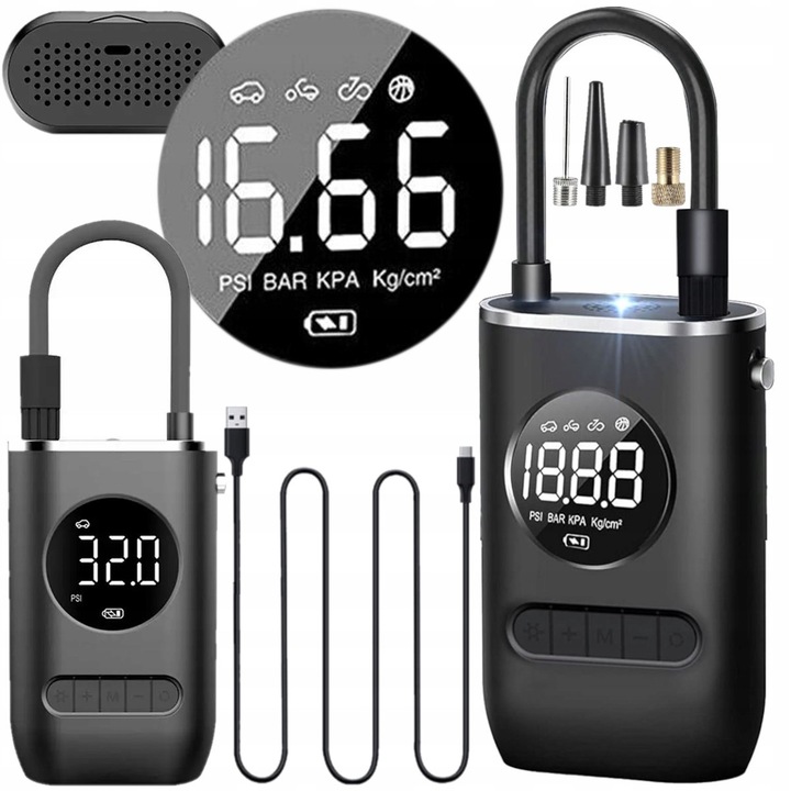 Compresor portabil fara fir Stator 10,3Bar, 4000mAh, 4 moduri de lucru, LED, 13,7x8,9x4,7cm