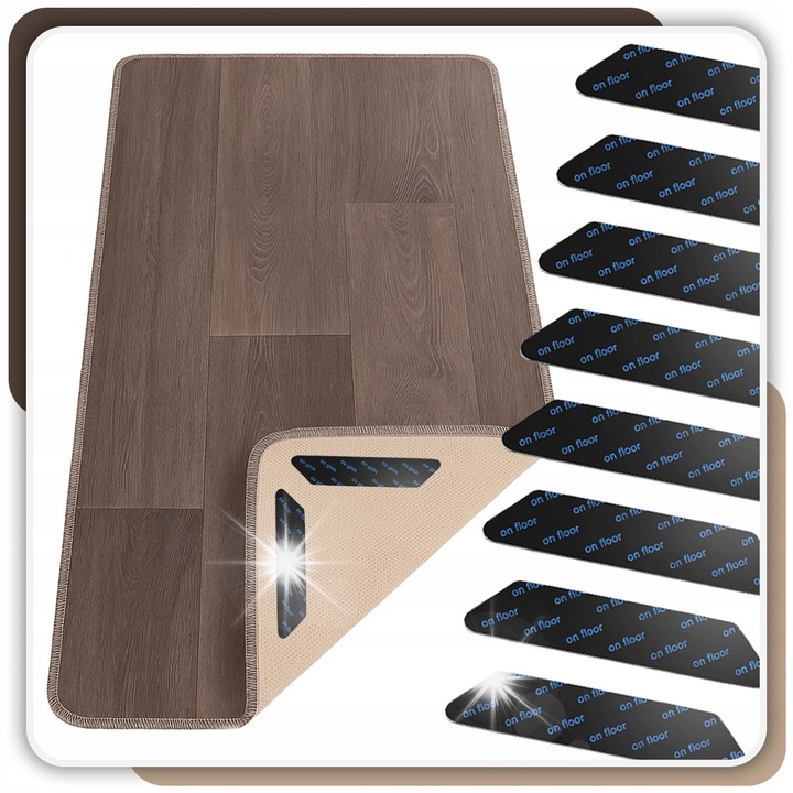 Covor de bucatarie Stator 150x70cm, model panouri, PVC, antiderapant, set cu 8 stickere antiderapante