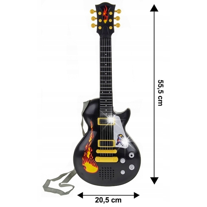 Játék hangszerkészlet, Stator, elektromos gitár mikrofonnal állványon, 20,5x4,5x55,5cm, 3 év+