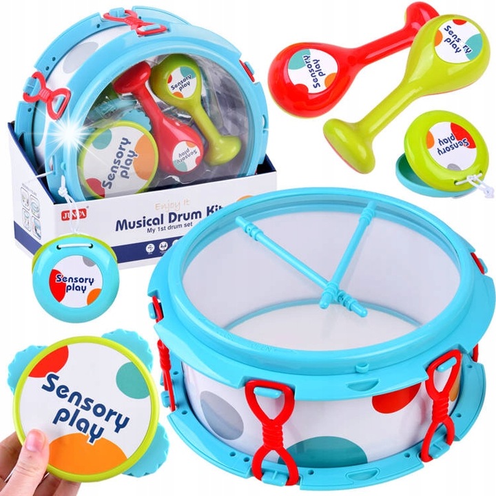 Set instrumente muzicale, Jokomisiada, bebenek, tamburyno, marakasy, multicolor, dimensiuni diverse