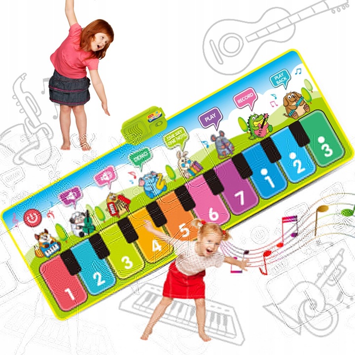 Интерактивна музикална постелка за деца, Stator, 8 инструмента, 130x48см, функция за запис