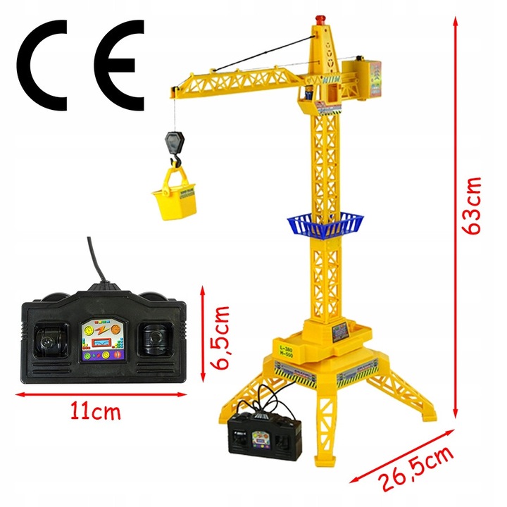 Строителен кран за деца, Stator, с дистанционно управление, подвижно рамо, въртяща се платформа на 360 градуса, 63x26,5см, пълен комплект