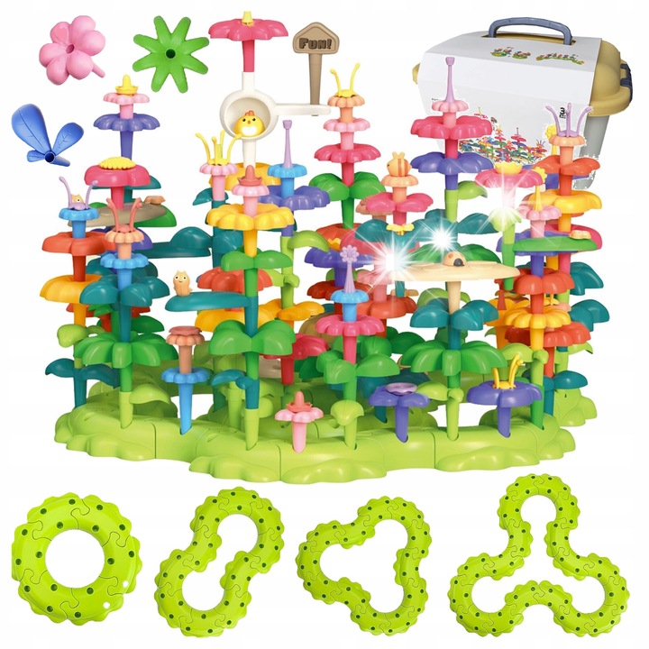 Конструктор Klocki Kwiaty, 137 елемента, разнообразни форми, цветен, 33x25x26см