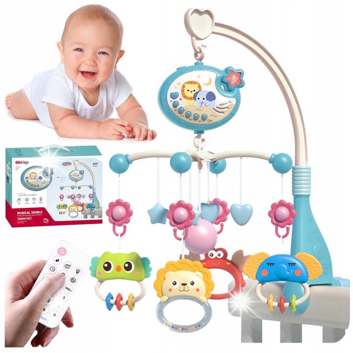 Carusel pentru patut Stator, 400 melodii, proiector LED, timer, 43x28cm