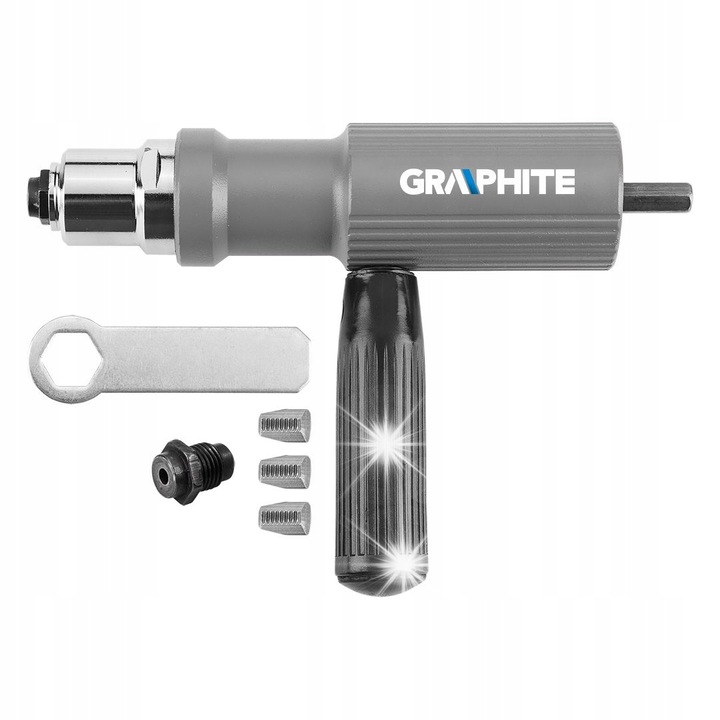 Szegecselő adapter, GRAPHITE, alumínium, 156x111mm, szürke