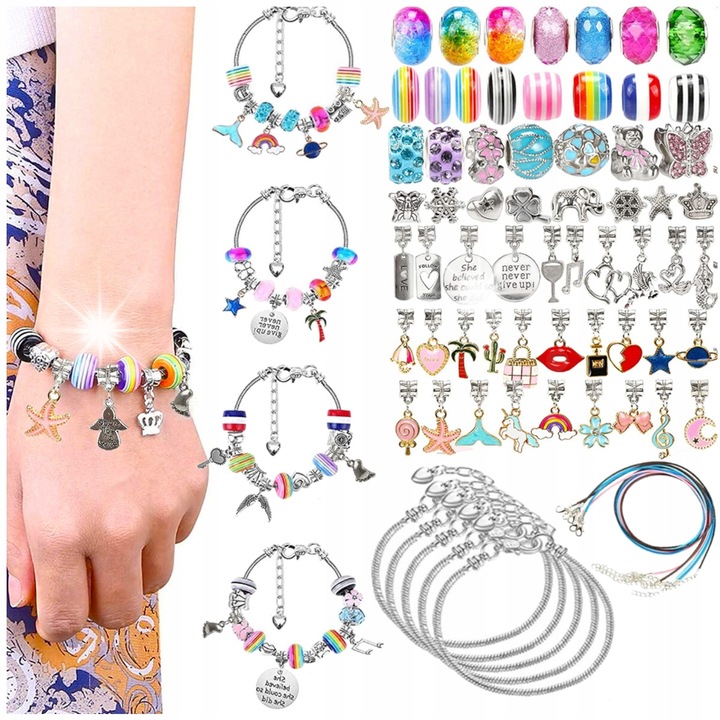 Set de Bratari si Coliere, Stator, 130 Elemente, Multicolor, 6+ ani