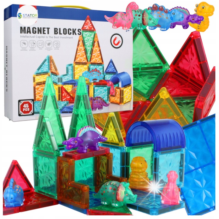 Комплект за конструиране Stator, 3D, 45 части, с динозаври