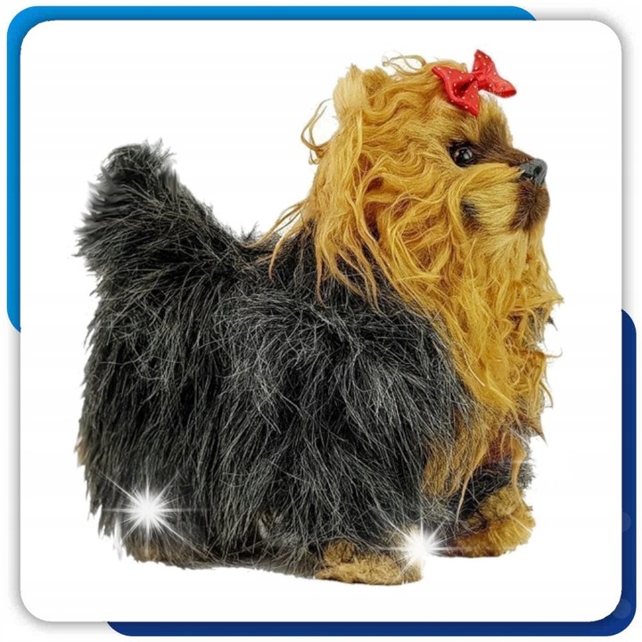 Jucarie interactiva, Stator, catel York, sunete si miscare, rosu, 20x9x21cm, set